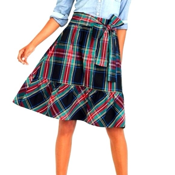 J. Crew Dresses & Skirts - J. CREW Stewart Front Sash Bow Tartan Plaid Skirt Size 14